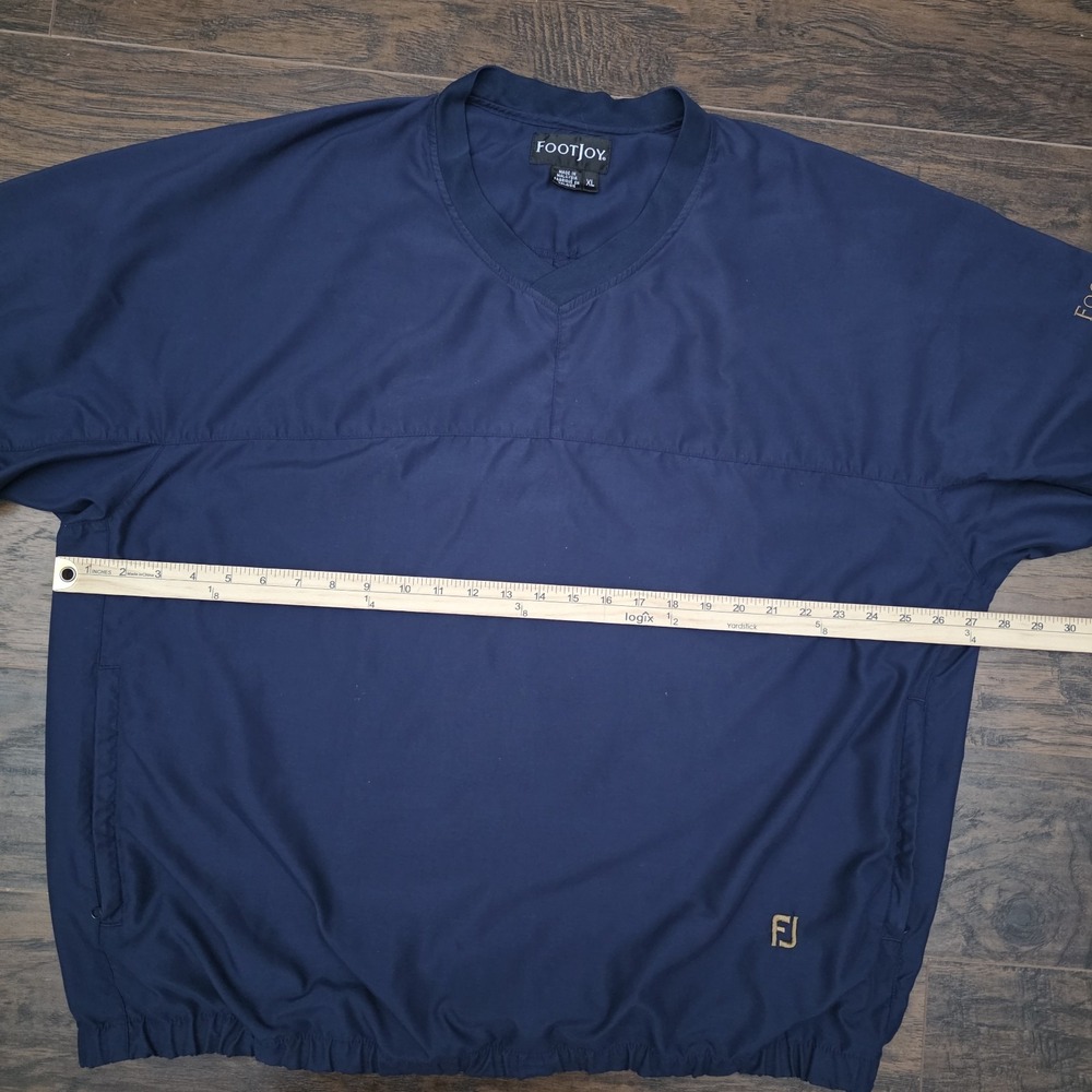 FootJoy Men's XL Navy Blue V-Neck Golf Pullover Windbreaker‎ Pockets Embroidered - Picture 8 of 9